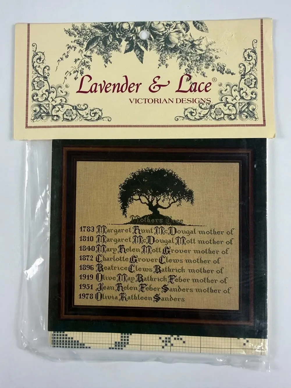 Lavender & Lace Mother's Tree Marilyn Leavitt-Imblum Cross Stitch Chart Pattern